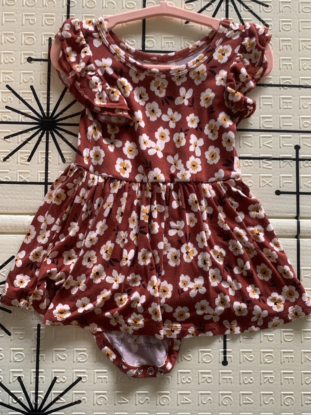 Little Sleepies Rust Floral Ruffle Skirted Bodysuit